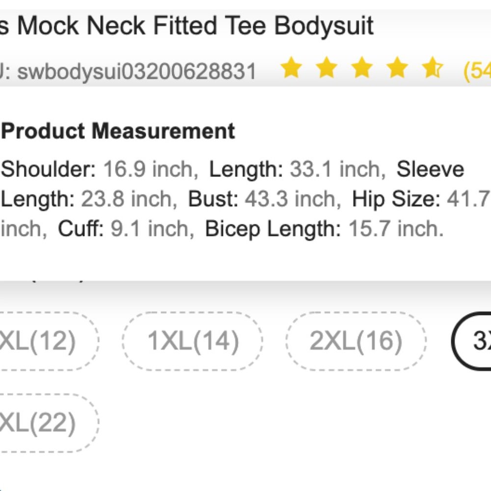 NWOT Shein Plus Mock Neck Fitted Tee Bodysuit - Picture 7 of 7